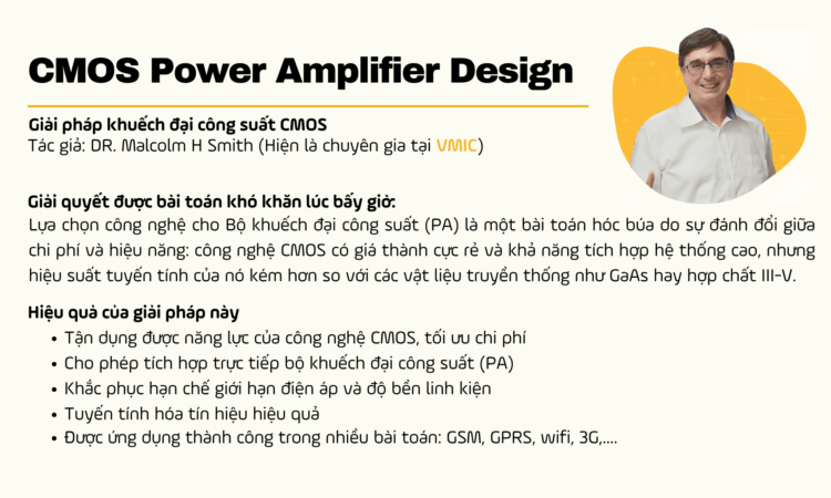 Giải pháp vi mạch khuếch đại công suất CMOS của TS. Malcolm H. Smith – tác giả sáng chế trị giá hơn 1 tỷ USD Giải pháp vi mạch khuếch đại công suất CMOS của TS. Malcolm H. Smith – tác giả sáng chế trị giá hơn 1 tỷ USD
